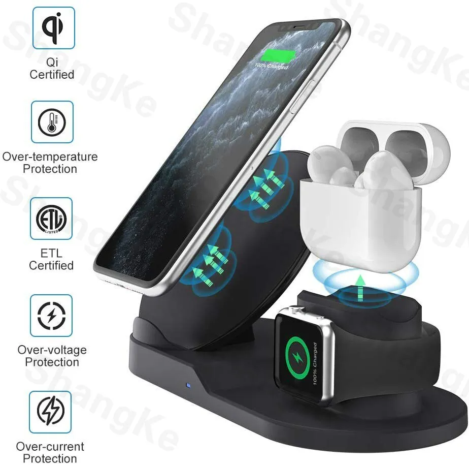 3 in 1 Fast Wireless Charger Dock Station Fast Charging For iPhone 11 11 Pro XR XS Max 8 for Apple Watch 2 3 4 5 For AirPods Pro