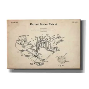 '3D Printer Blueprint Patent Parchment' Canvas Wall Art