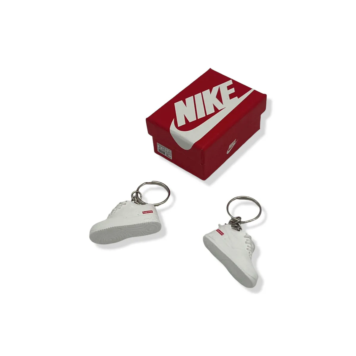 3D Sneaker Keychain- Air Force 1 Low White Supreme Pair