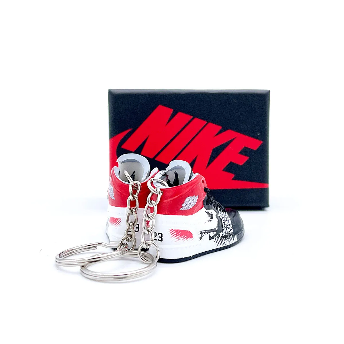 3D Sneaker Keychain- Air Jordan 1 High Dave White Wings for the Future Pair