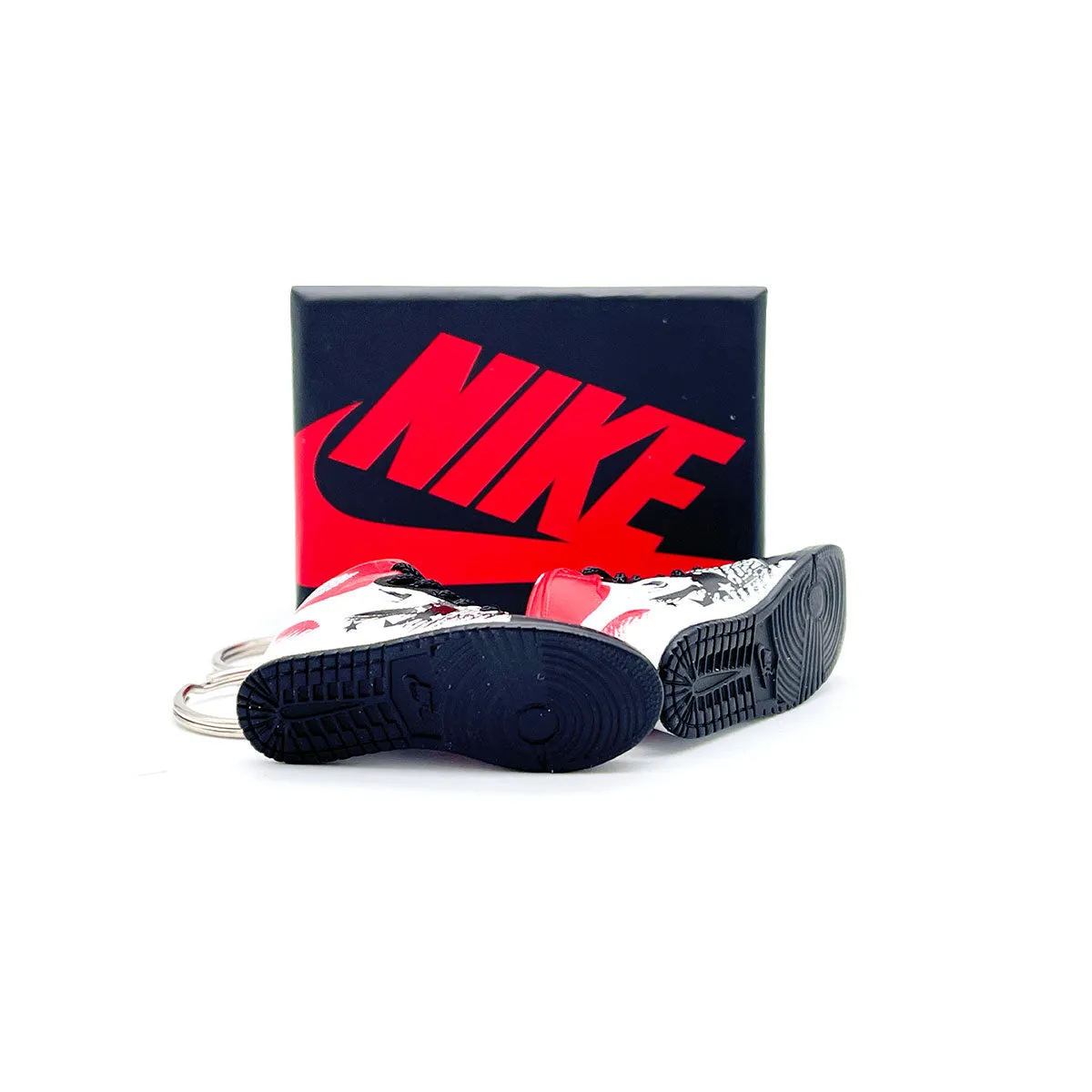 3D Sneaker Keychain- Air Jordan 1 High Dave White Wings for the Future Pair