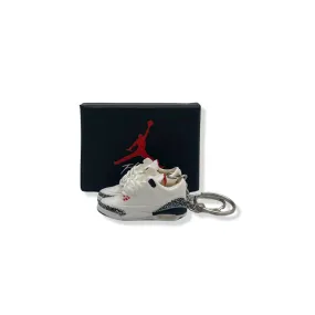 3D Sneaker Keychain- Air Jordan 3 White Cement Pair