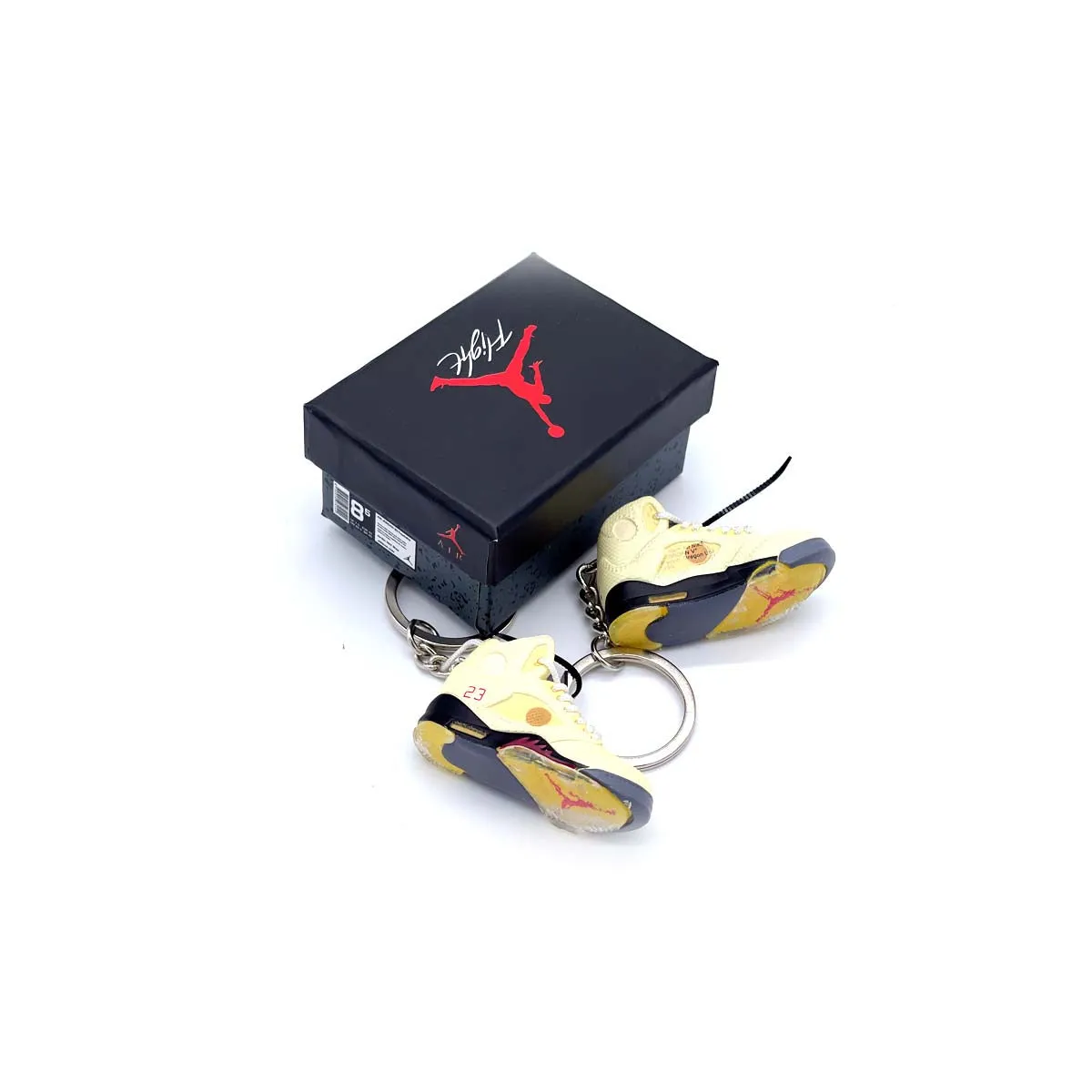 3D Sneaker Keychain- Air Jordan 5 Off-White Sail Pair