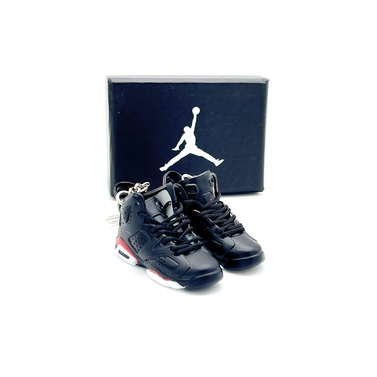 3D Sneaker Keychain- Air Jordan 6 Black Infrared Pair