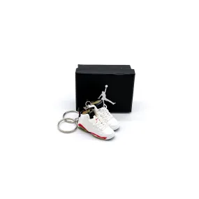 3D Sneaker Keychain- Air Jordan 6 White Infrared Pair