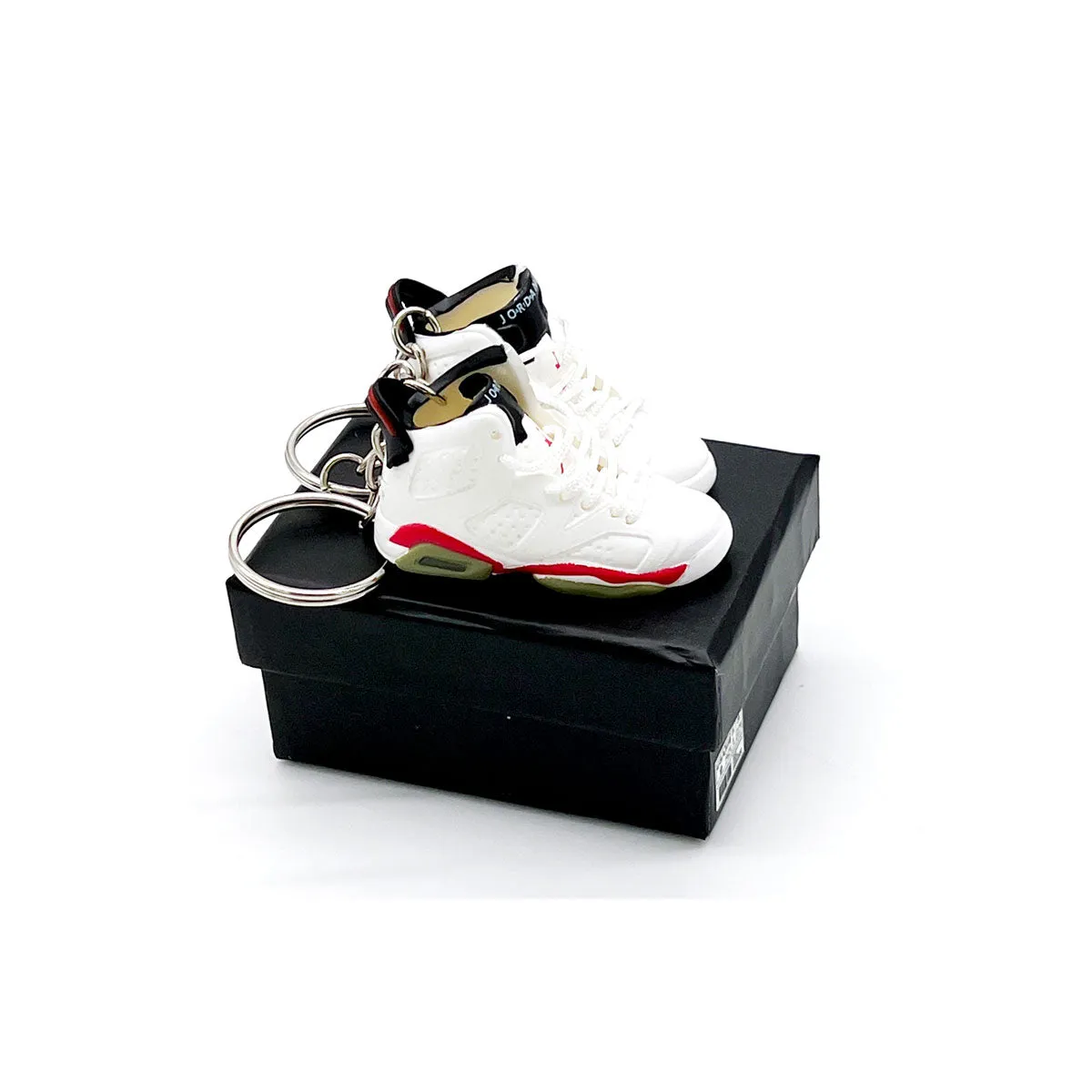 3D Sneaker Keychain- Air Jordan 6 White Infrared Pair