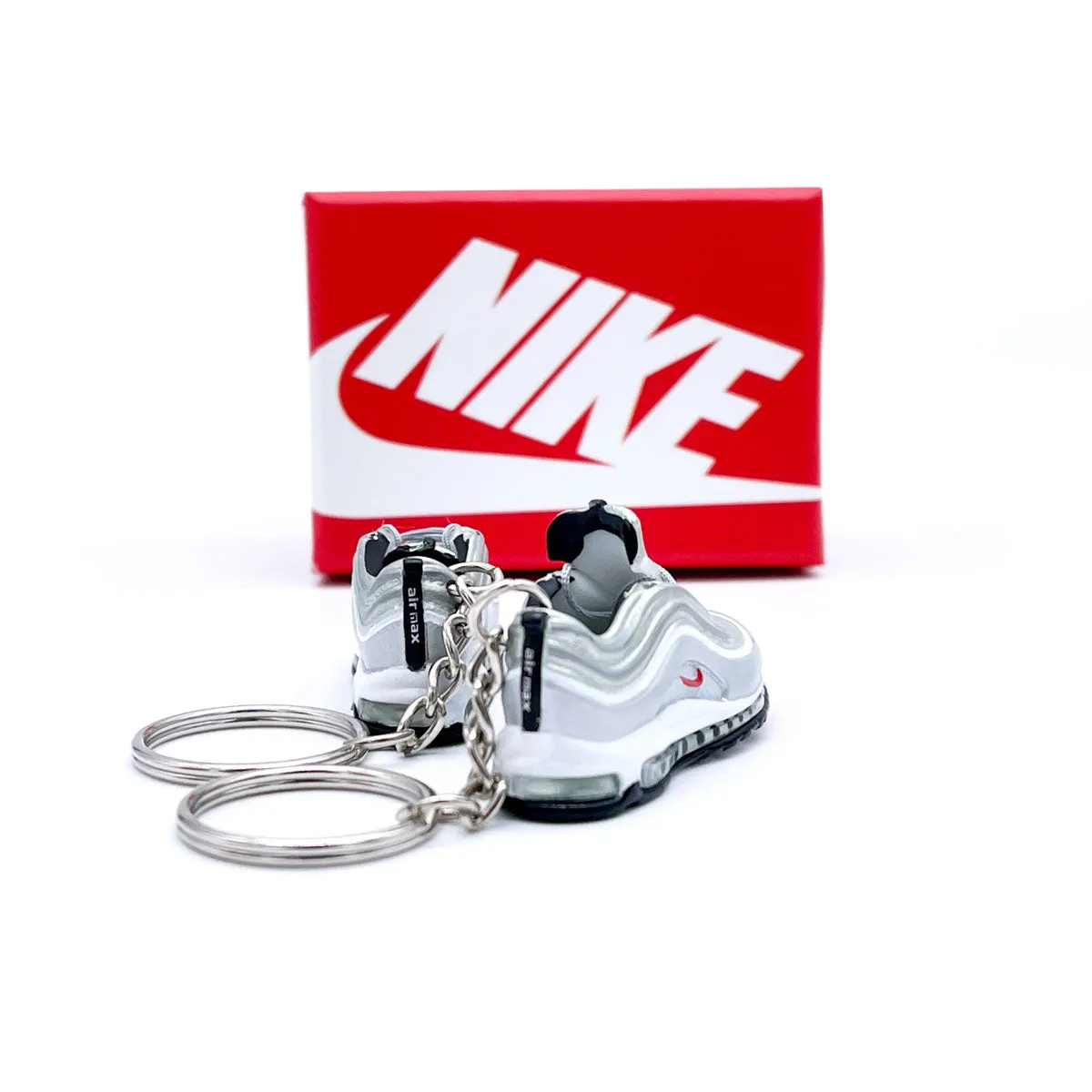 3D Sneaker Keychain- Air Max 97 OG Metallic Silver Bullet Pair