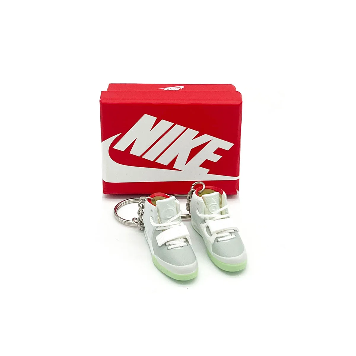 3D Sneaker Keychain- Nike Air Yeezy 2 Pure Platinum Pair