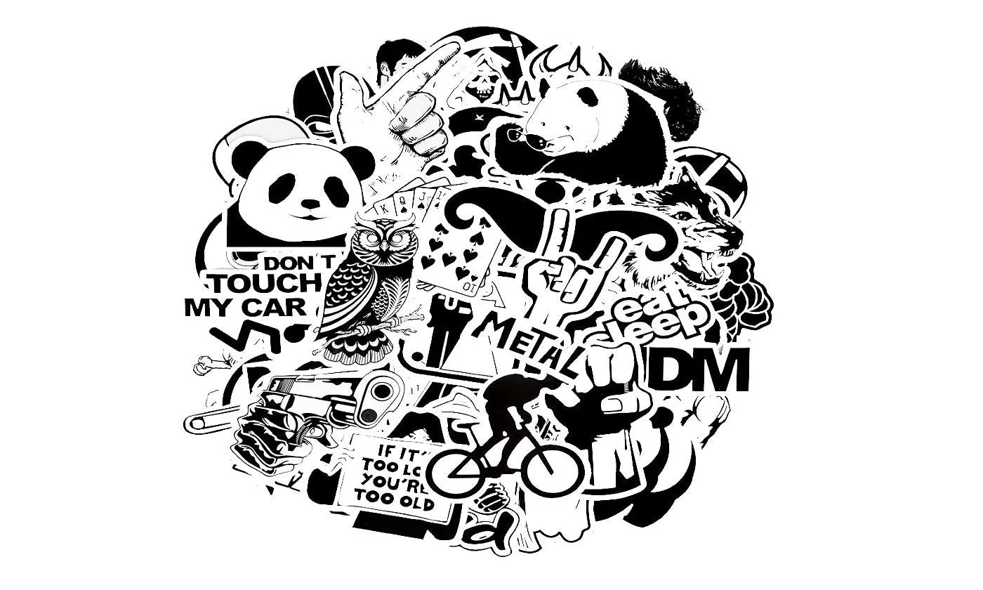 50pcs Random Black and White Stickers For Kids