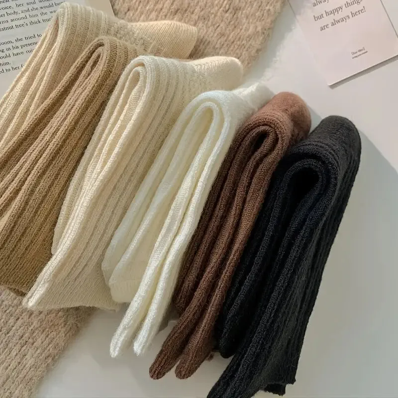 6-Pairs: Thick & Warm Cream Color Sock