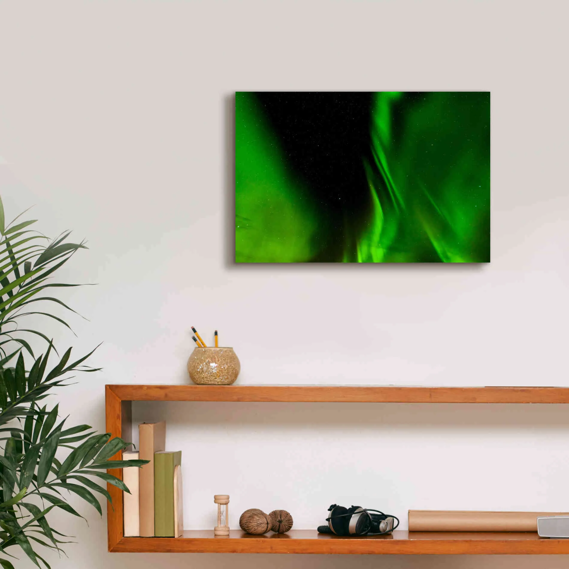 'A Beautiful Green Aurora Borealis' by Epic Portfolio, Giclee Canvas Wall Art