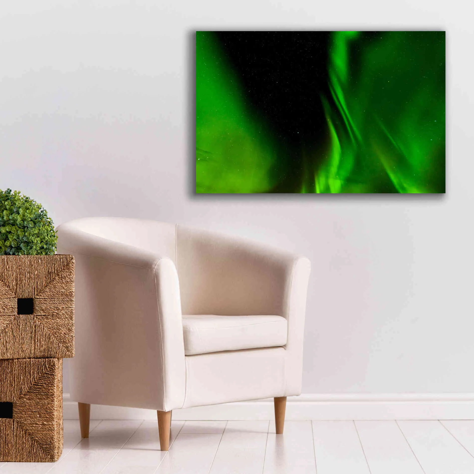 'A Beautiful Green Aurora Borealis' by Epic Portfolio, Giclee Canvas Wall Art