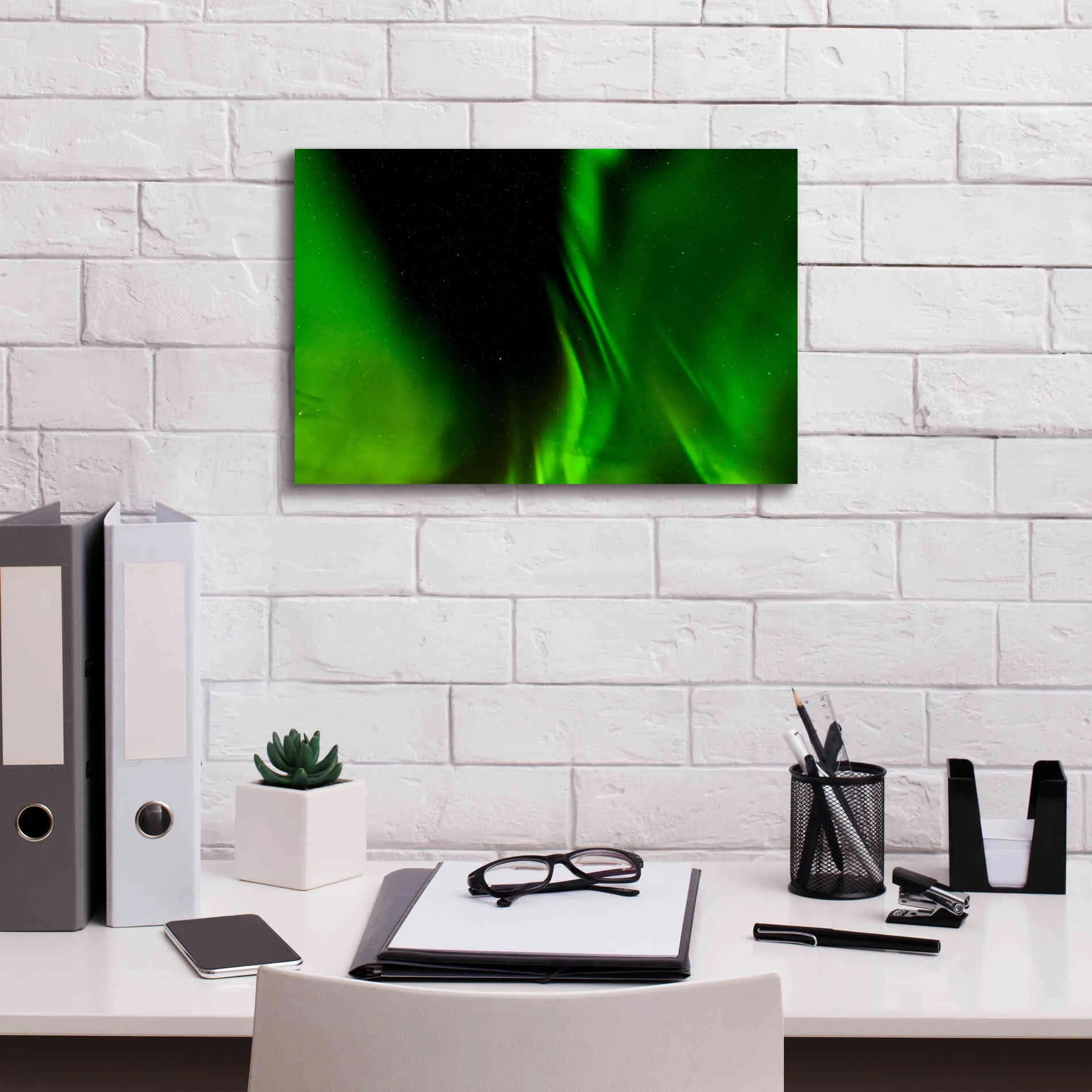 'A Beautiful Green Aurora Borealis' by Epic Portfolio, Giclee Canvas Wall Art