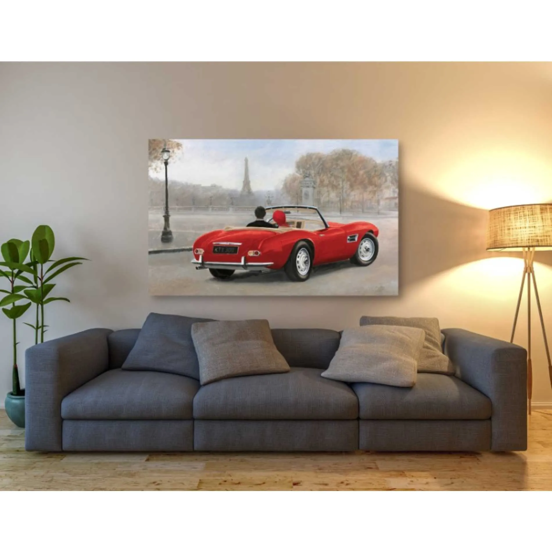 'A Ride in Paris III Red Car' by Marco Fabiano, Canvas Wall Art