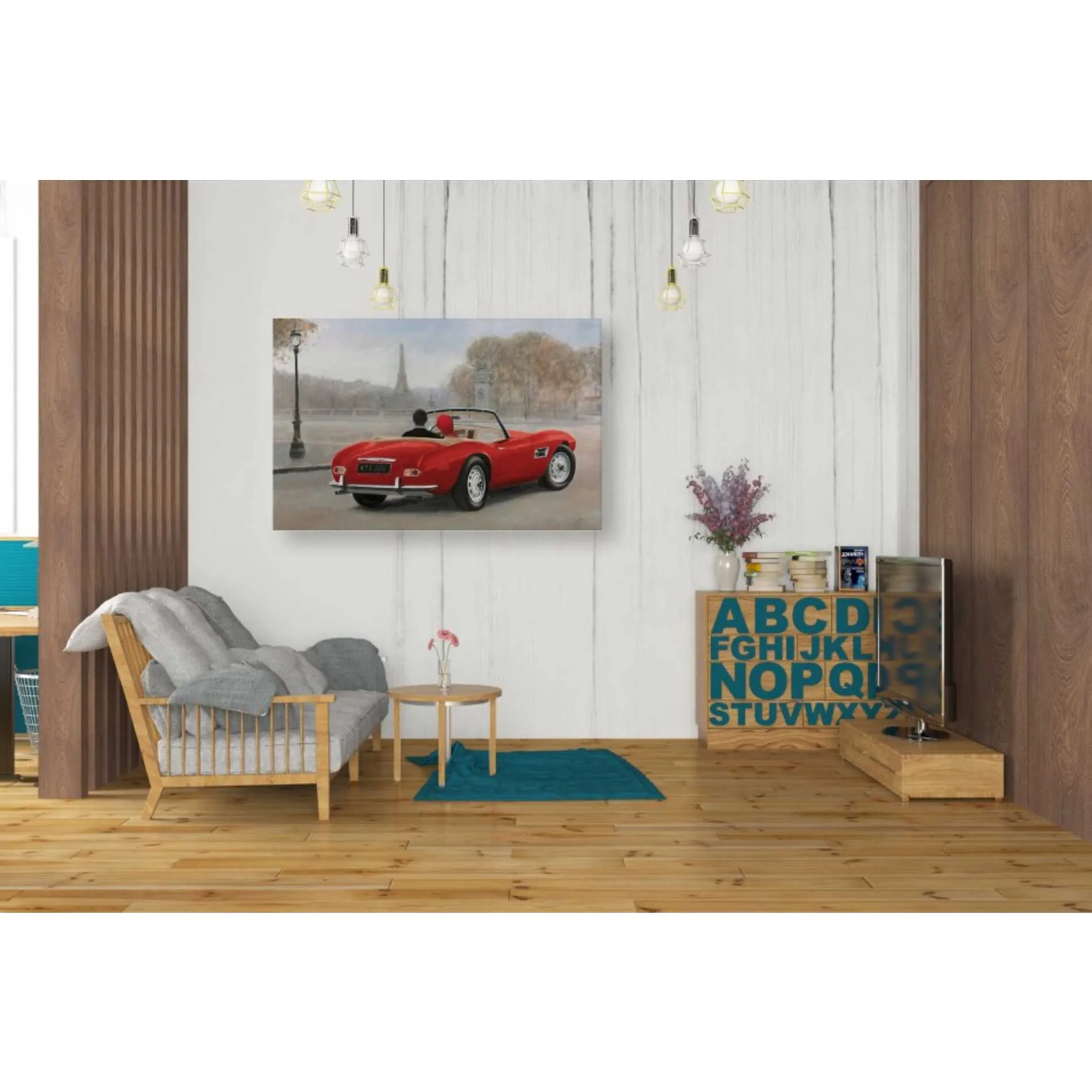 'A Ride in Paris III Red Car' by Marco Fabiano, Canvas Wall Art