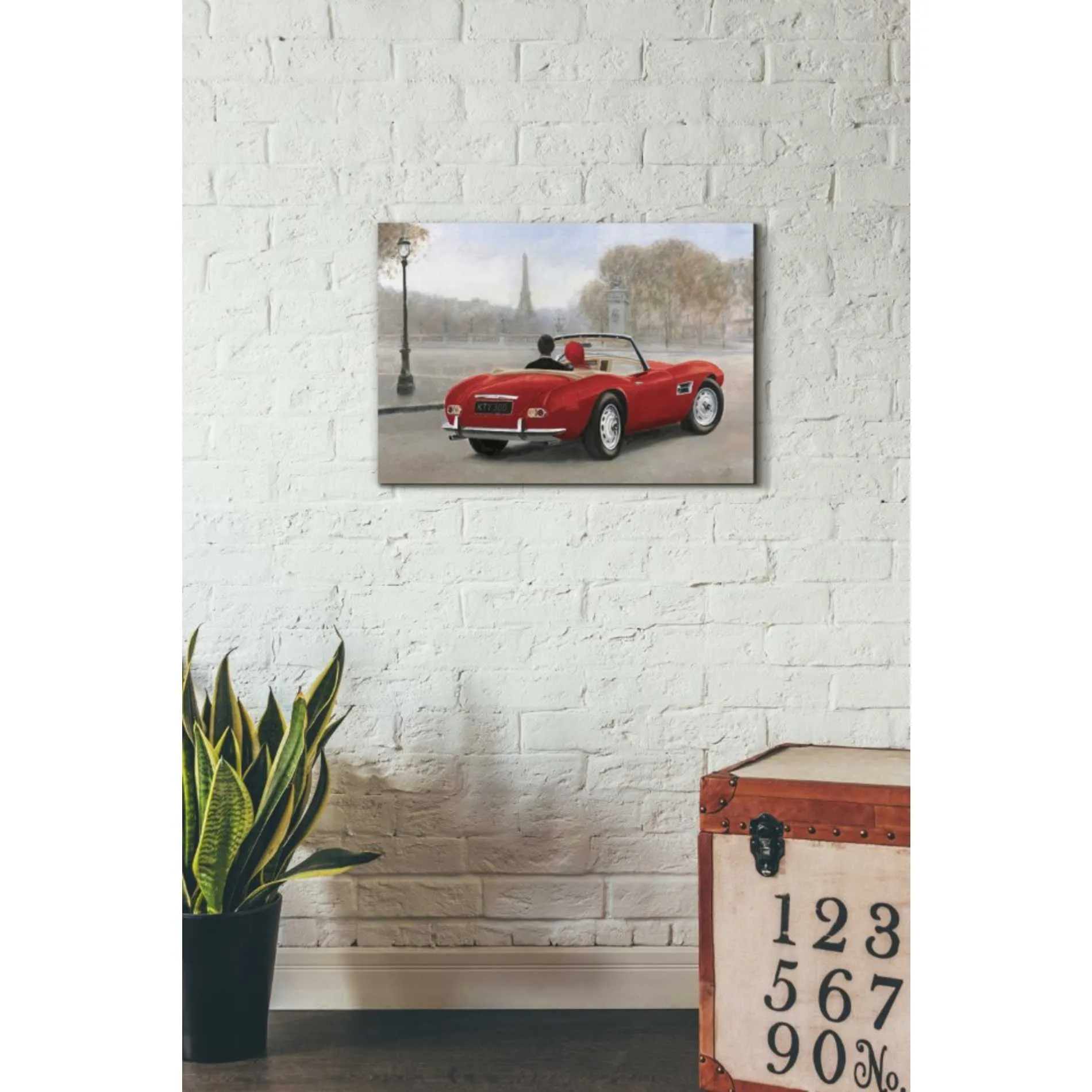 'A Ride in Paris III Red Car' by Marco Fabiano, Canvas Wall Art