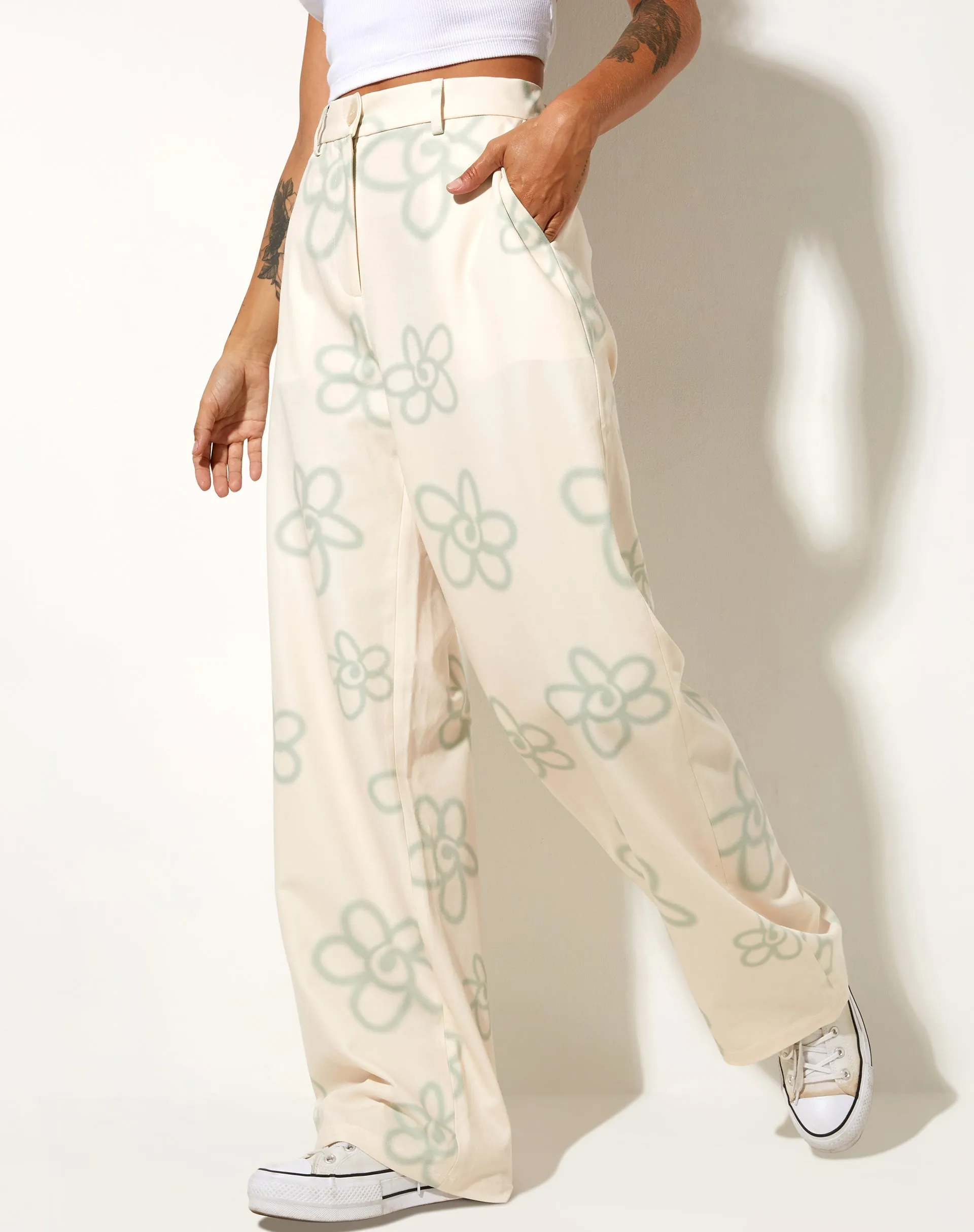 Abba Trouser in Tailoring Graffiti Flower Cream