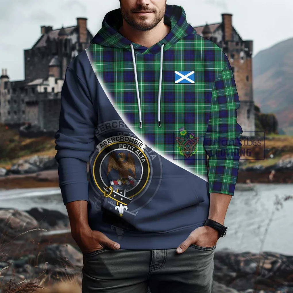 Abercrombie Tartan Hoodie with Personalised National Flag and Family Crest Half Style