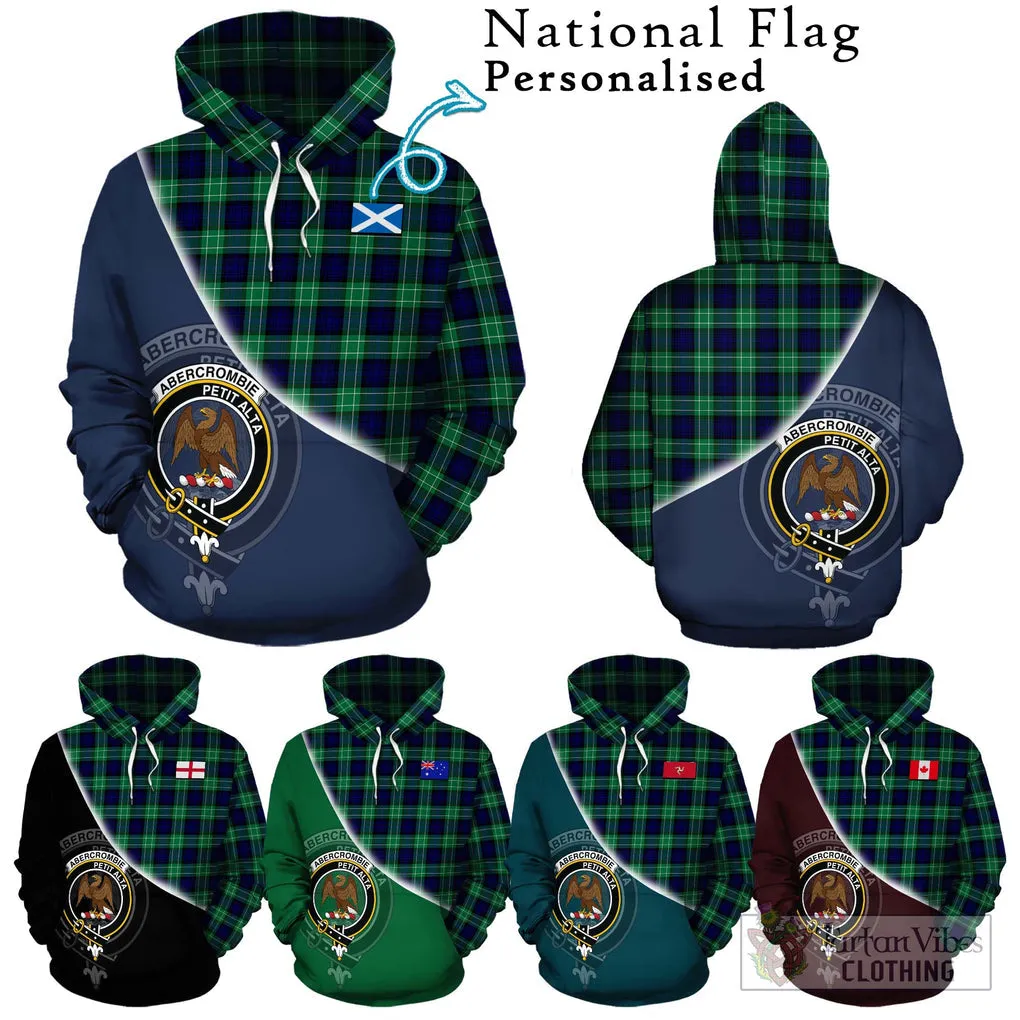 Abercrombie Tartan Hoodie with Personalised National Flag and Family Crest Half Style