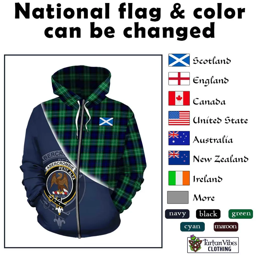 Abercrombie Tartan Hoodie with Personalised National Flag and Family Crest Half Style