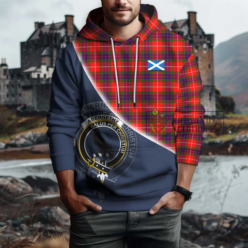 Abernethy Tartan Hoodie with Personalised National Flag and Family Crest Half Style