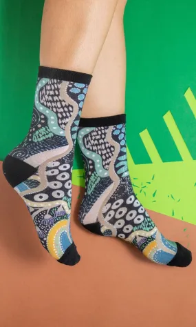 Aboriginal Art Socks By The Waterhole