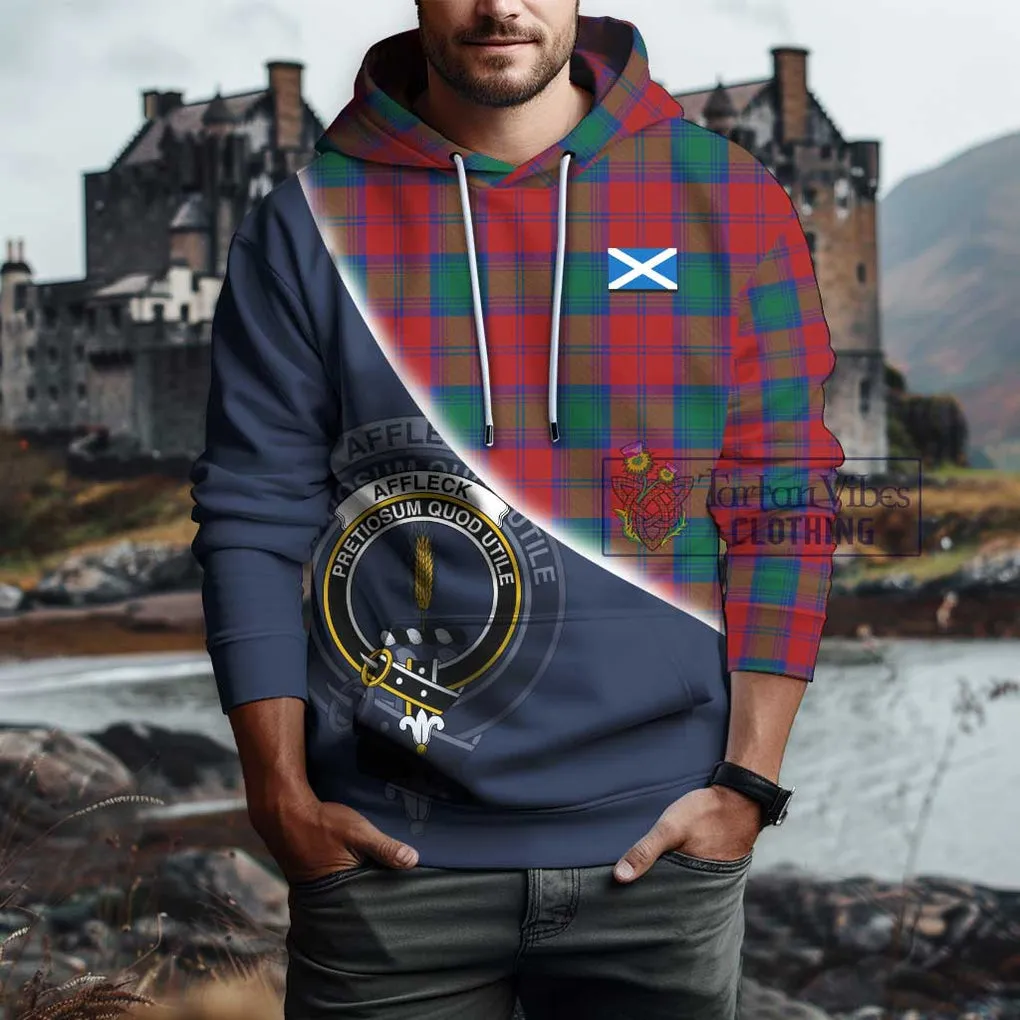 Affleck Tartan Hoodie with Personalised National Flag and Family Crest Half Style