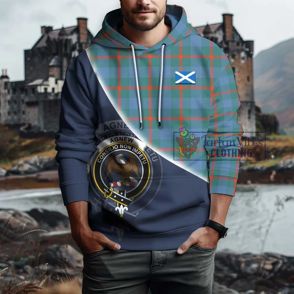 Agnew Ancient Tartan Hoodie with Personalised National Flag and Family Crest Half Style