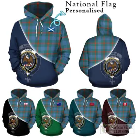 Agnew Ancient Tartan Hoodie with Personalised National Flag and Family Crest Half Style