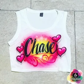 Airbrush Name w/ Swirls Crop Top Design