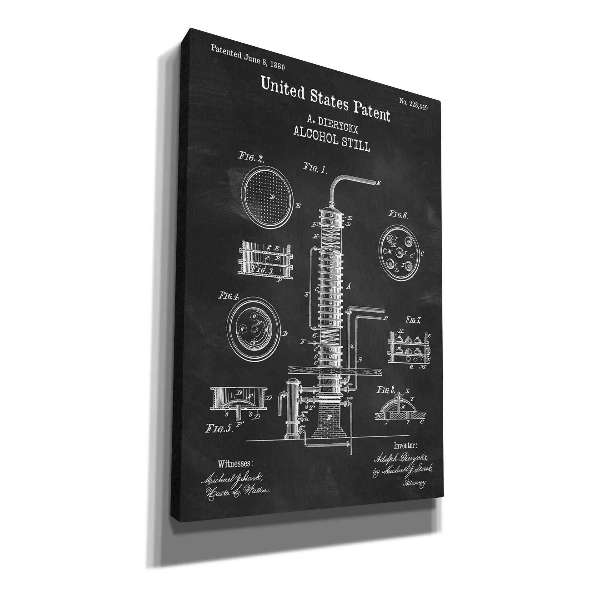 'Alcohol Still Blueprint Patent Chalkboard,' Canvas Wall Art