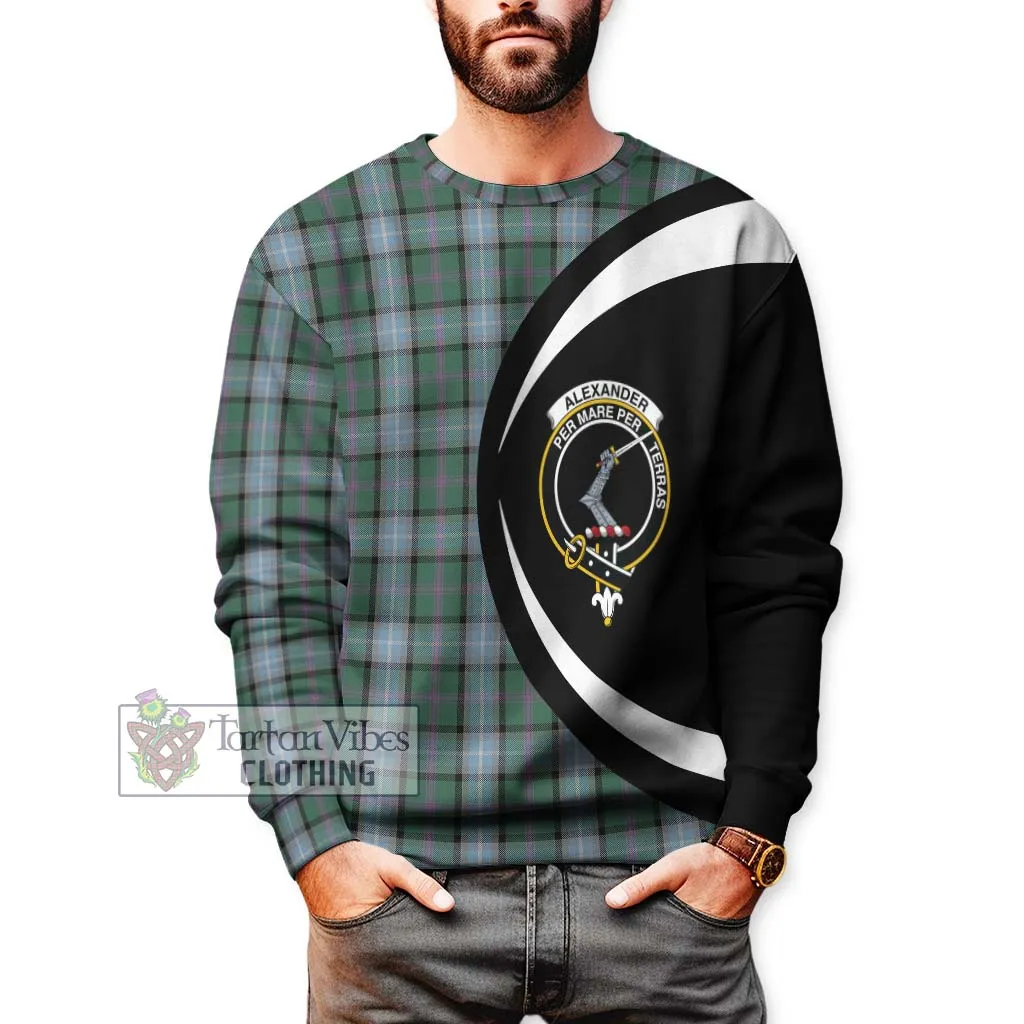 Alexander of Menstry Hunting Tartan Sweatshirt with Family Crest Circle Style