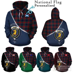 Allison Red Tartan Hoodie with Personalised National Flag and Family Crest Half Style