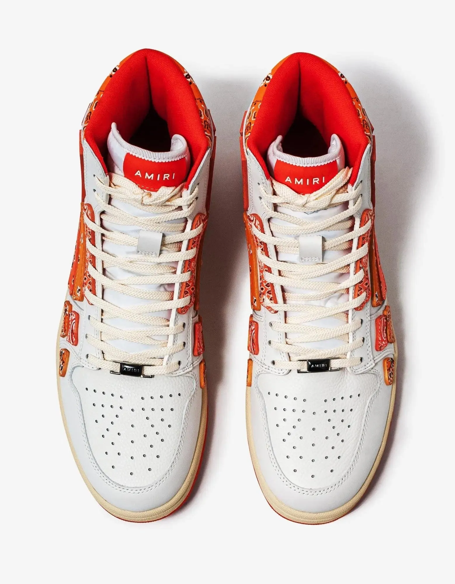 Amiri Skel Top Hi Bandana White & Orange Trainers