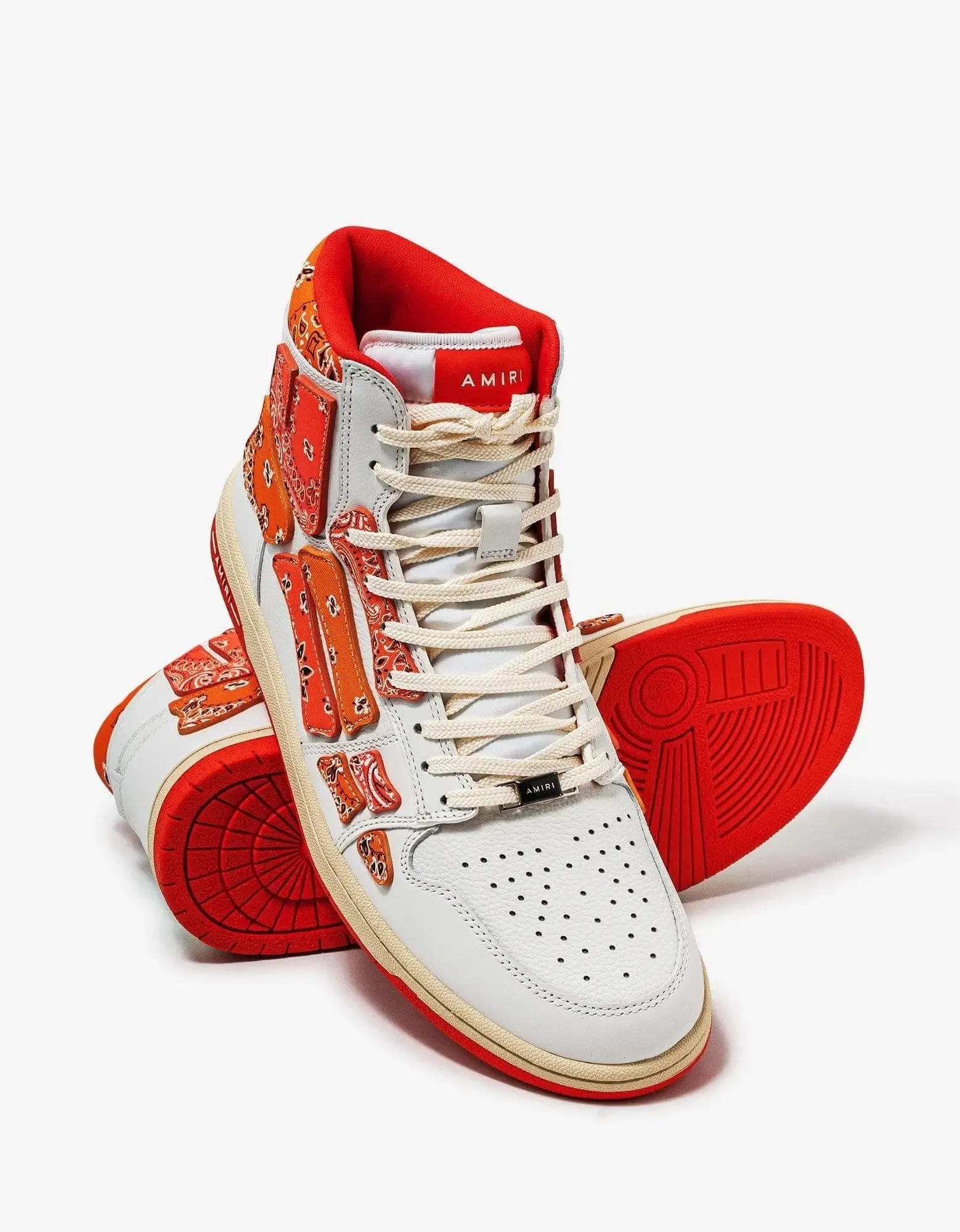 Amiri Skel Top Hi Bandana White & Orange Trainers