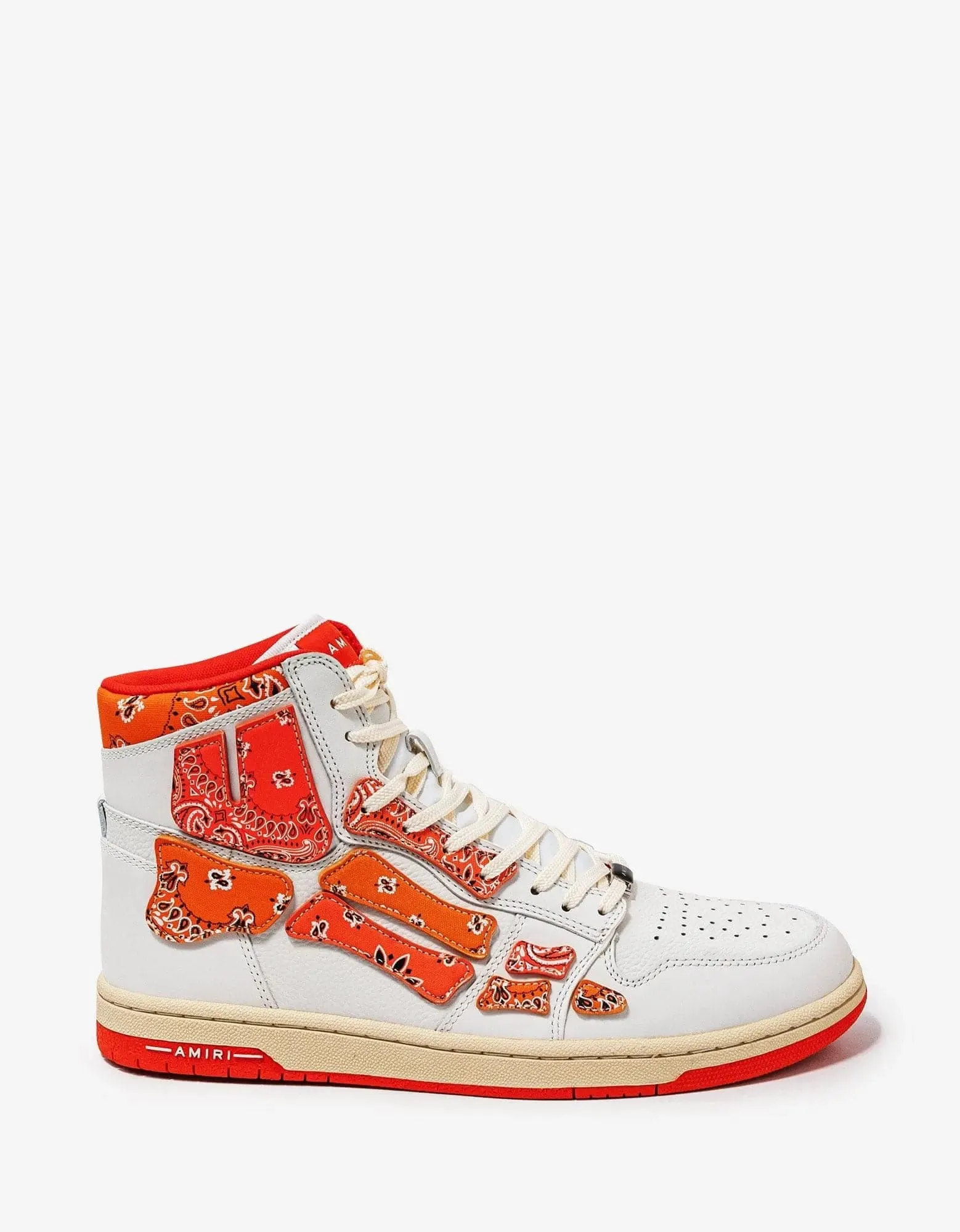 Amiri Skel Top Hi Bandana White & Orange Trainers