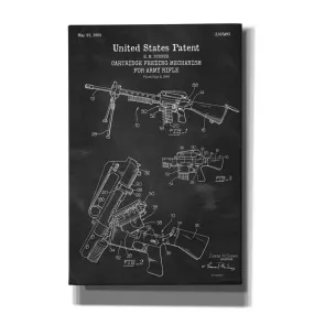 'Ammunition Feeder for Army Rifle Blueprint Patent Chalkboard' Canvas Wall Art