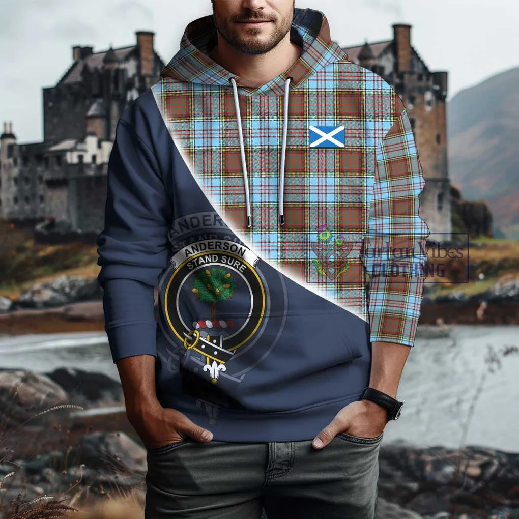 Anderson Ancient Tartan Hoodie with Personalised National Flag and Family Crest Half Style