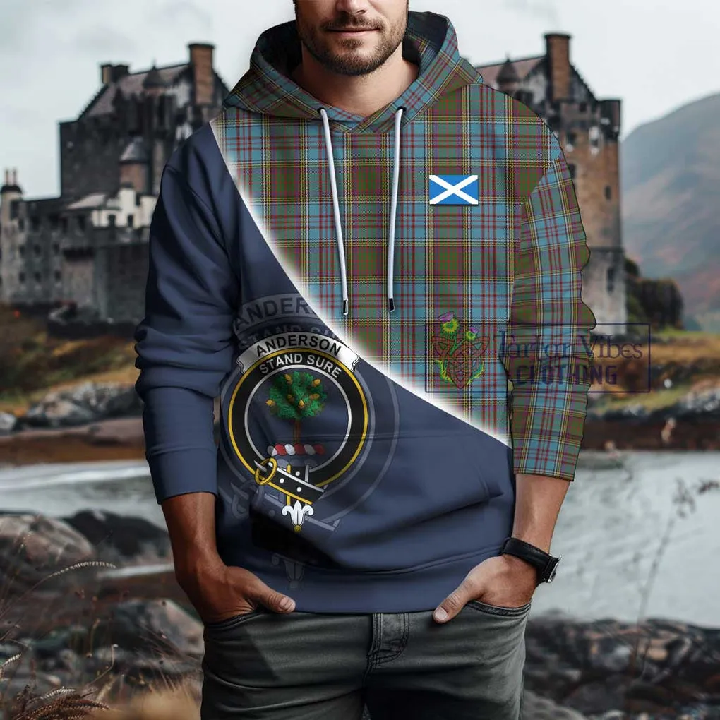 Anderson Tartan Hoodie with Personalised National Flag and Family Crest Half Style