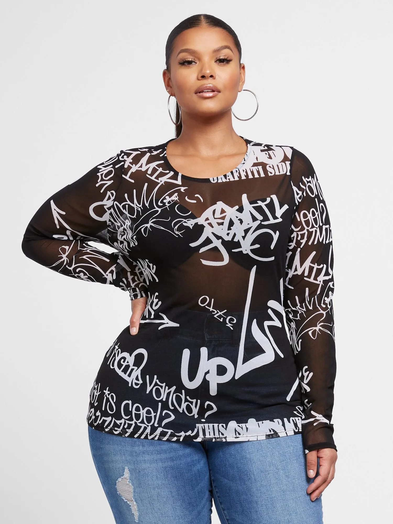 Andie Graffiti Mesh Top