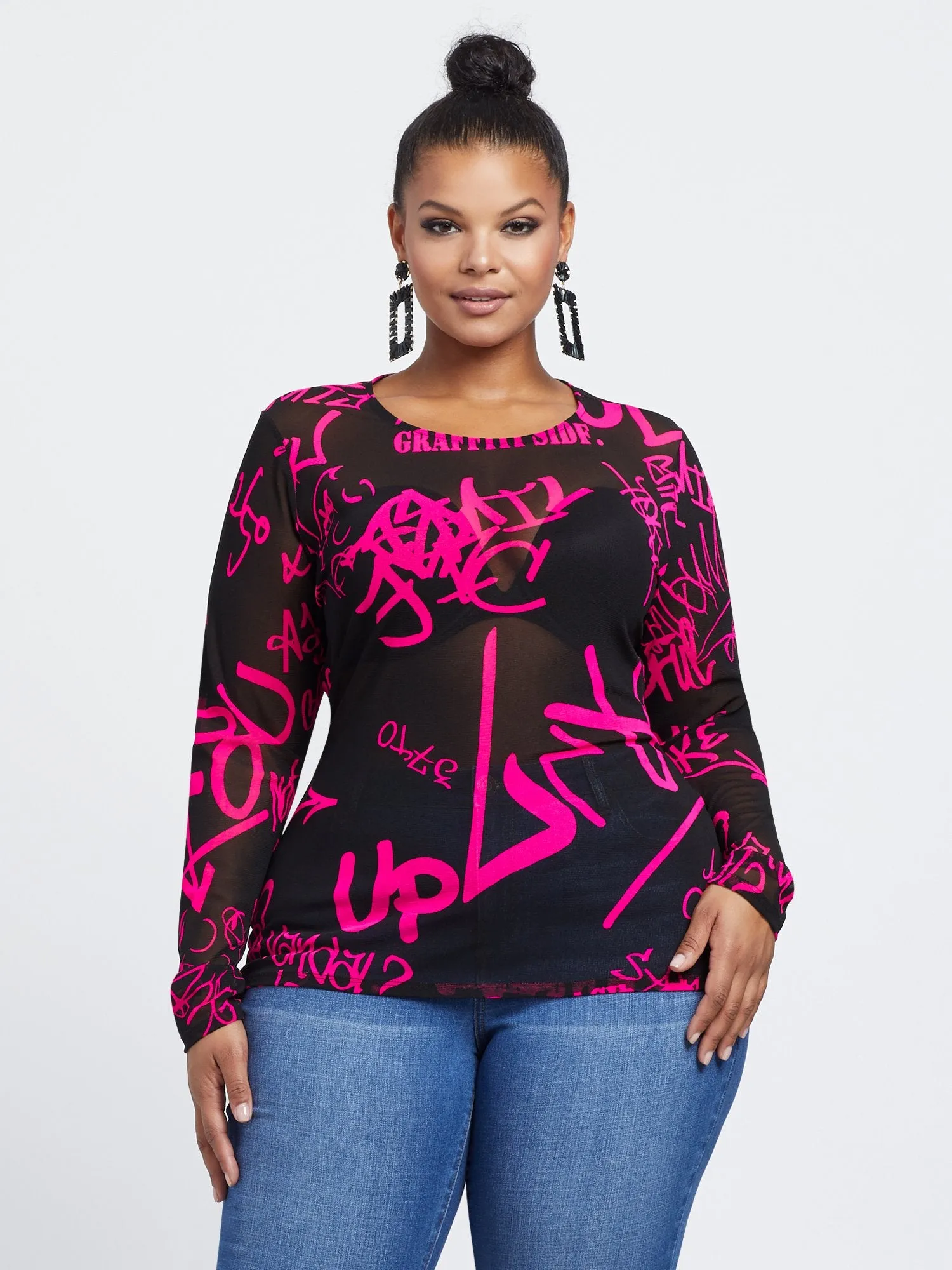 Andie Graffiti Mesh Top