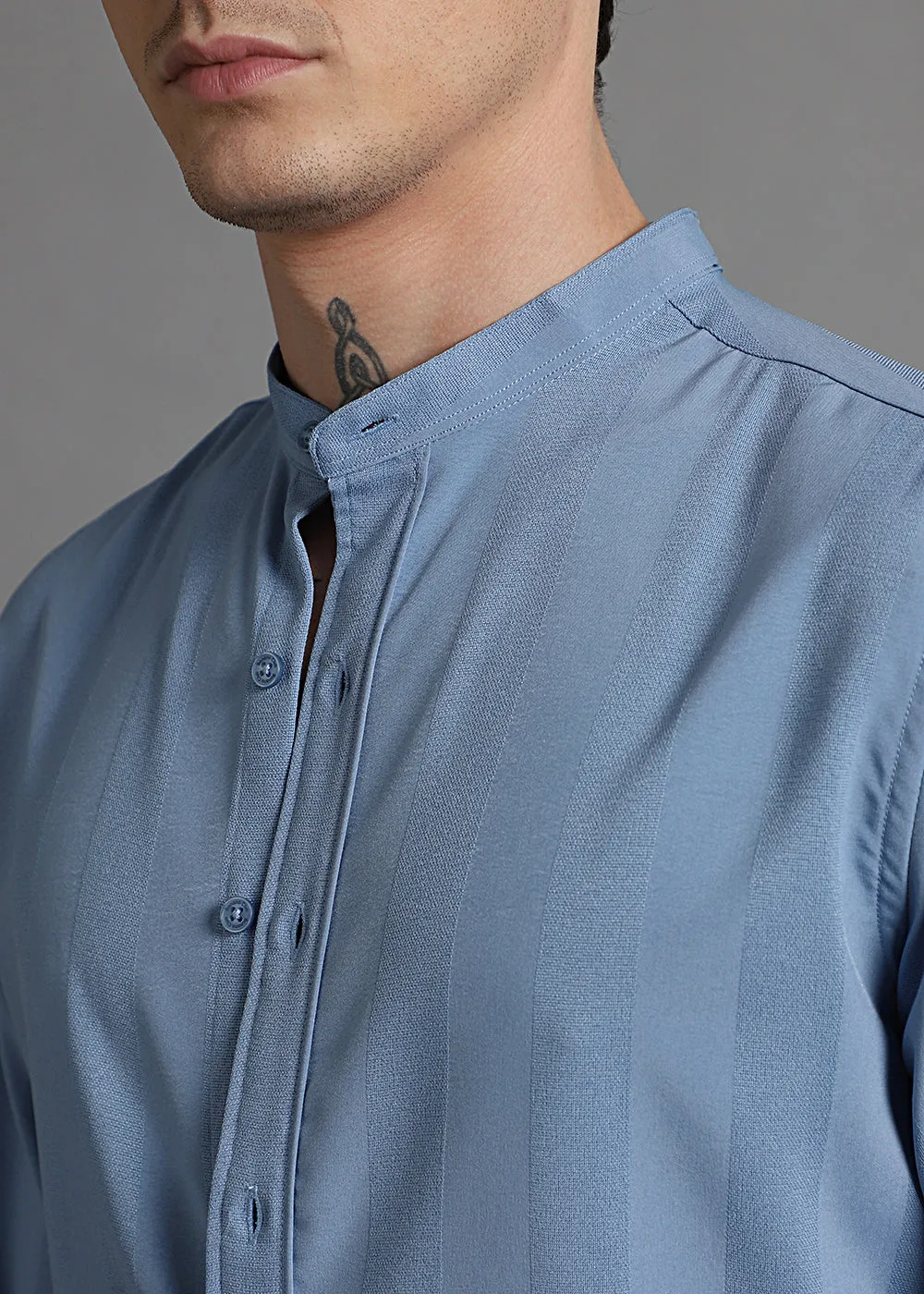 Aqua Blue Shein Patterned Shirt