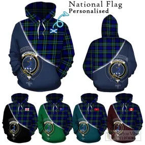 Arbuthnot Modern Tartan Hoodie with Personalised National Flag and Family Crest Half Style