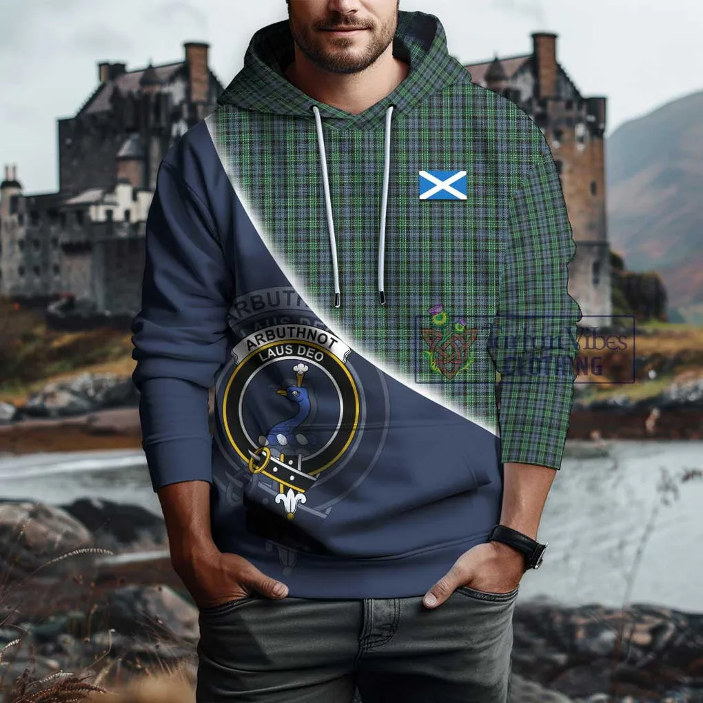 Arbuthnot Tartan Hoodie with Personalised National Flag and Family Crest Half Style