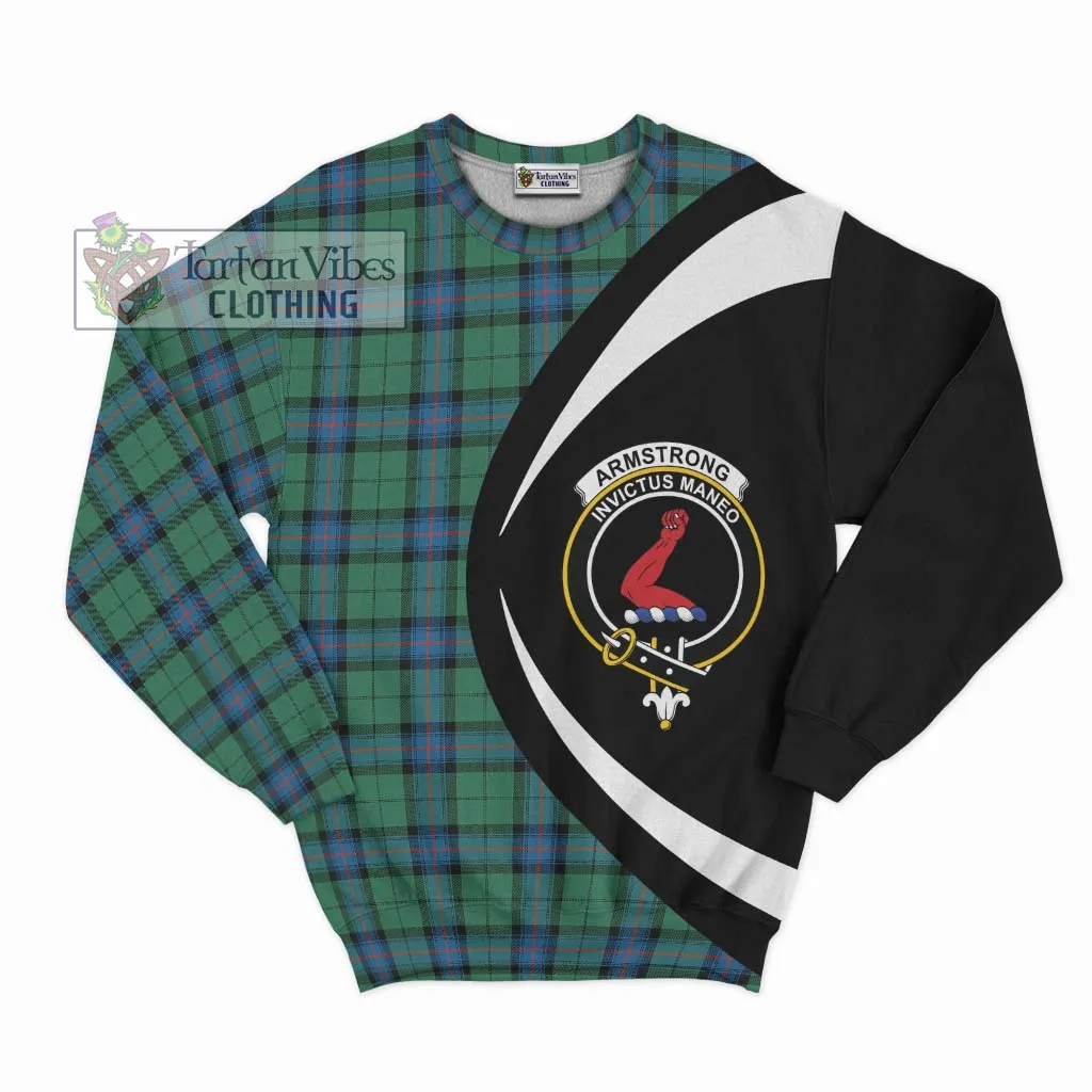 Armstrong Ancient Tartan Sweatshirt with Family Crest Circle Style