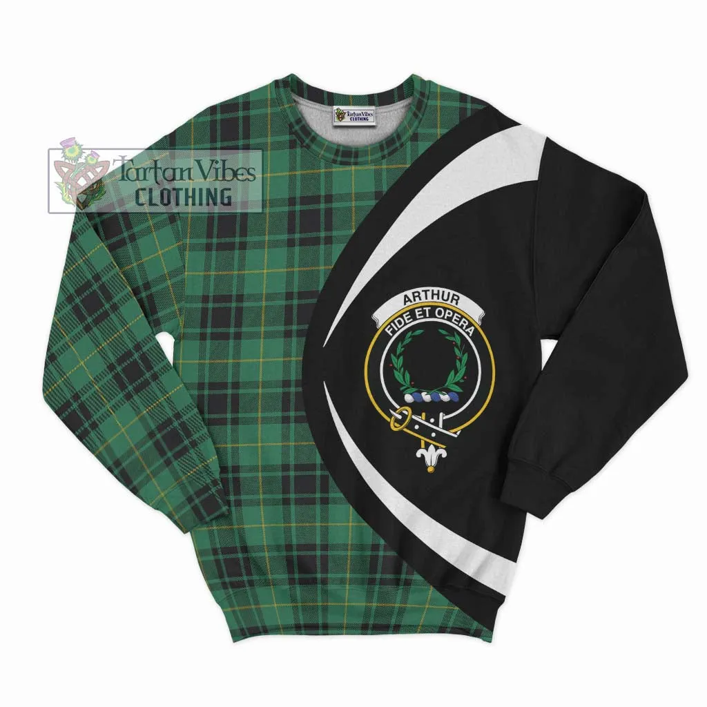 Arthur Ancient Tartan Sweatshirt with Family Crest Circle Style