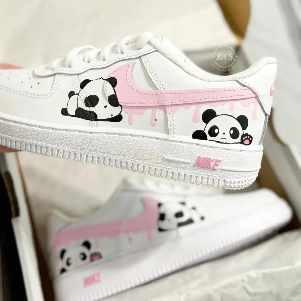 Baby Panda Pink Drip Custom Air Force 1 Baby, Toddler, Little Kids