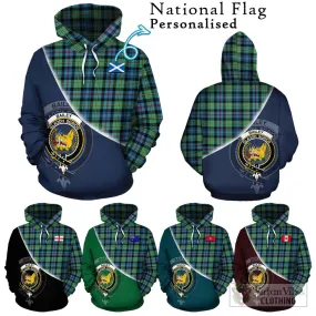 Bailey Ancient Tartan Hoodie with Personalised National Flag and Family Crest Half Style