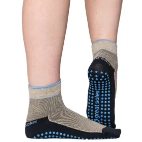 Bailey Short Crew Grip Sock - Blue/Black (Pilates & Barre)