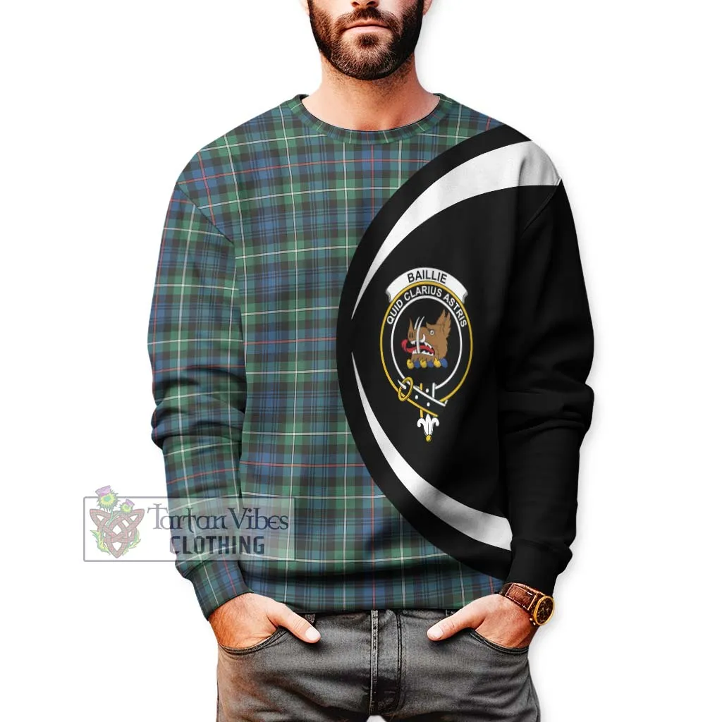 Baillie Ancient Tartan Sweatshirt with Family Crest Circle Style